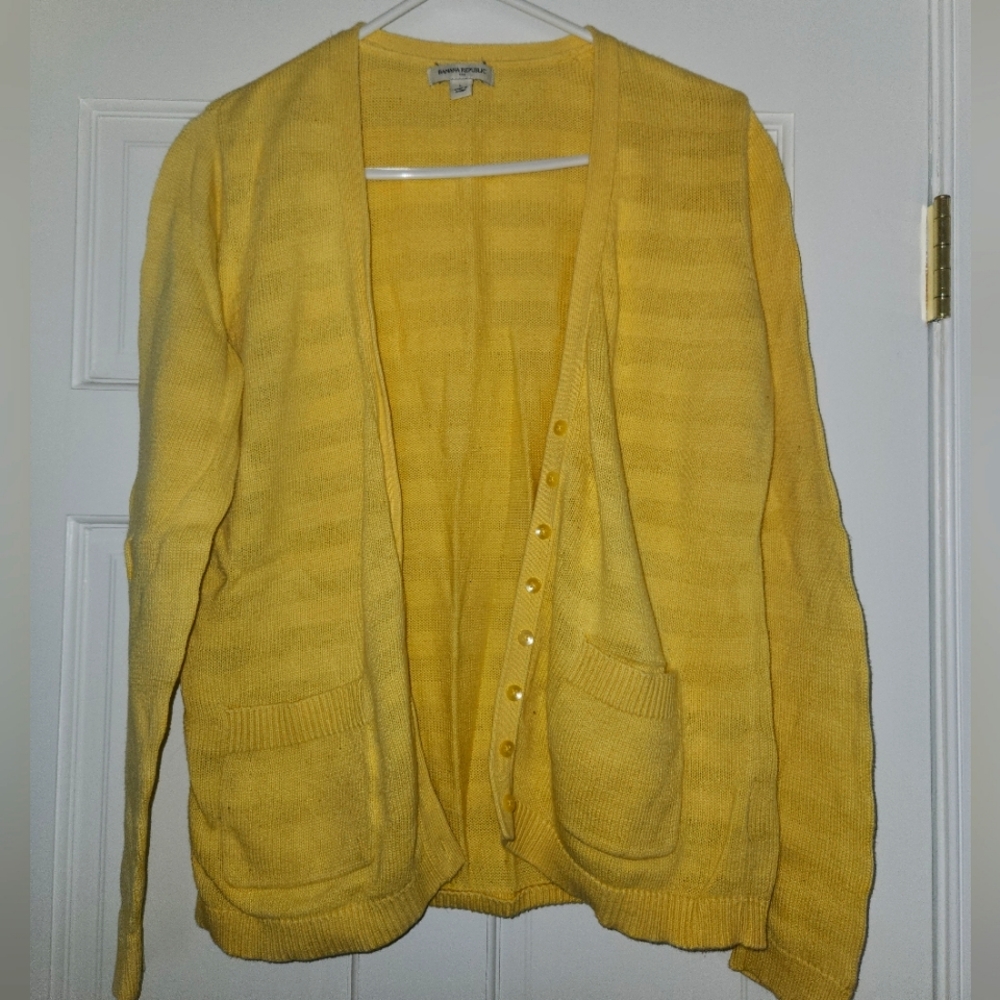 Banana Republic, yellow cardigan, size large